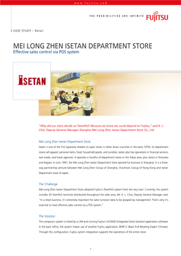 MEI LONG ZHEN ISETAN DEPARTMENT STORE Effective Sales Control Via POS System