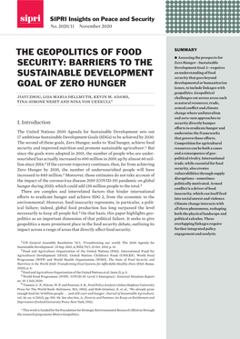 The Geopolitics of Food Security: Barriers to the Sustainable