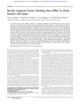 Serum Response Factor Binding Sites Differ in Three Human Cell Types