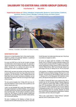 SALISBURY to EXETER RAIL USERS GROUP (SERUG) Issue Number: 8 May 2019