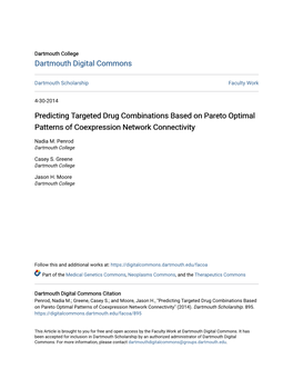Predicting Targeted Drug Combinations Based on Pareto Optimal Patterns of Coexpression Network Connectivity