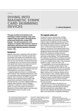 DIVING INTO MAGNETIC STRIPE CARD SKIMMING DEVICES by Johnny Bengtsson