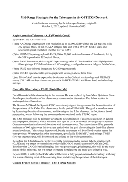 Mid-Range Strategies for the Telescopes in the OPTICON Network