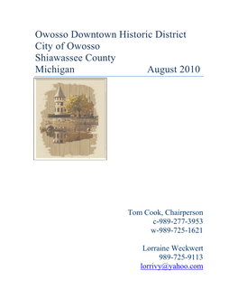 Owosso Downtown Historic District City of Owosso Shiawassee County Michigan August 2010