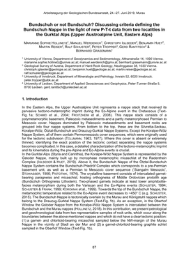 Discussing Criteria Defining the Bundschuh Nappe in the Light of New P-T-T Data from Two Localities in the Gurktal Alps (Upper Austroalpine Unit, Eastern Alps)