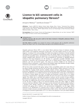 Licence to Kill Senescent Cells in Idiopathic Pulmonary Fibrosis?