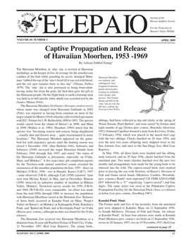 Captive Propagation and Release of Hawaiian Moorhen, 1953 -1969 by Arleone Dibben-Younga