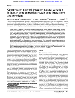 Coexpression Network Based on Natural Variation in Human Gene Expression Reveals Gene Interactions and Functions