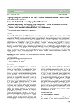 Genetic Variation of Several Cactaceae Genotypes