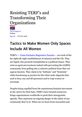 Resisting TERF's and Transforming Their Organizations