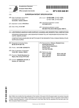 Low Residue Aqueous Hard Surface Cleaning and Desinfecting Compositions