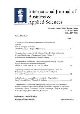 International Journal of Business & Applied Sciences