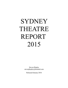 Sydney Theatre Report 2015