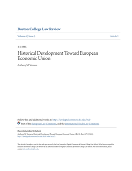 Historical Development Toward European Economic Union Anthony M