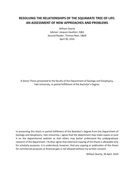 Resolving the Relationships of the Squamate Tree of Life: an Assessment of New Approaches and Problems