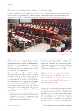 50 Years of the New South Wales Court of Appeal NEWS By