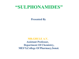 “Sulphonamides