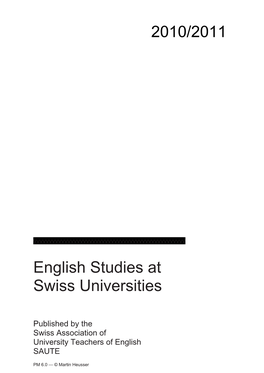 2010/2011 English Studies at Swiss Universities