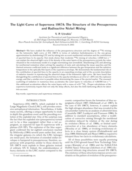 The Light Curve of Supernova 1987А: the Structure of the Presupernova and Radioactive Nickel Mixing