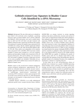 Gefitinib-Related Gene Signature in Bladder Cancer Cells Identified by a Cdna Microarray