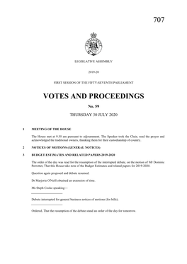 707 Votes and Proceedings