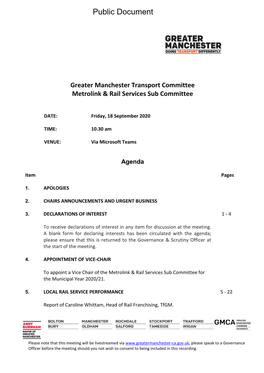 (Public Pack)Agenda Document for Greater Manchester Transport