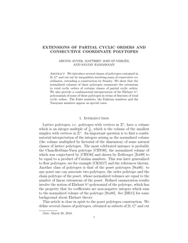 Extensions of Partial Cyclic Orders and Consecutive Coordinate Polytopes