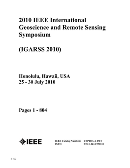 2010 IEEE International Geoscience and Remote Sensing Symposium