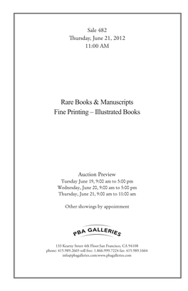 Rare Books & Manuscripts Fine Printing