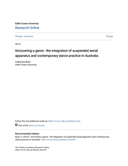 Uncovering a Genre : the Integration of Suspended Aerial Apparatus and Contemporary Dance Practice in Australia