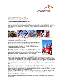 The Arcelormittal Orbit London's Newest Major Landmark