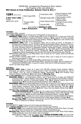 YEARLING, Consigned by Rossenarra Stud, Ireland the Property of Mr John Mcenery Will Stand at Park Paddocks, Solario Yard A, Box 7