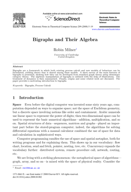 Bigraphs and Their Algebra