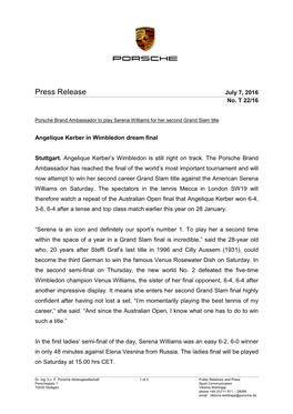 Press Release July 7, 2016 No