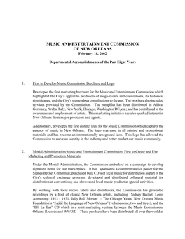 MUSIC and ENTERTAINMENT COMMISSION of NEW ORLEANS February 18, 2002
