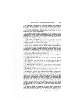 WISCONSIN ADMINISTRATIVE CODE (4) DROP and FYKE NETS. (A) Drop and Fyke Nets May Be Used in the Waters of Lake Michigan and Nort