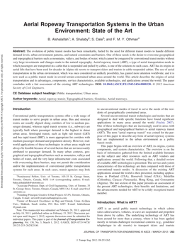 Aerial Ropeway Transportation Systems in the Urban Environment: State of the Art