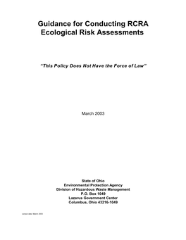 Guidance for Conducting RCRA Ecological Risk Assessments