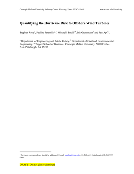 Quantifying the Hurricane Risk to Offshore Wind Turbines