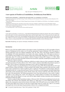 A New Species of Ponthieva (Cranichidinae, Orchidaceae) from Bolivia