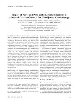 Impact of Pelvic and Para-Aortic Lymphadenectomy in Advanced Ovarian Cancer After Neoadjuvant Chemotherapy