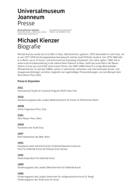 Universalmuseum Joanneum Presse Michael Kienzer Biografie