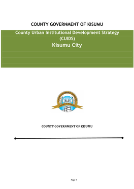 KISUMU County Urban Institutional Development Strategy (CUIDS) Kisumu City