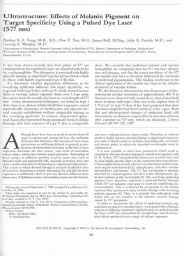 Effects of Melanin Pigment on Target Specificity Using a Pulsed