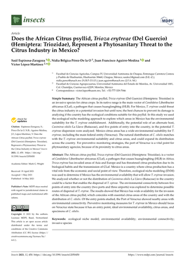 Does the African Citrus Psyllid, Trioza Erytreae (Del Guercio) (Hemiptera: Triozidae), Represent a Phytosanitary Threat to the Citrus Industry in Mexico?