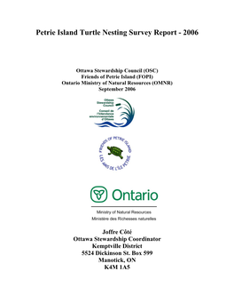 Petrie Island Turtle Nesting Survey Report - 2006