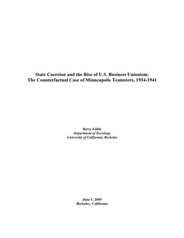 State Coercion and the Rise of US Business Unionism: the Counterfactual Case of Minneapolis Teamsters, 1934-1941