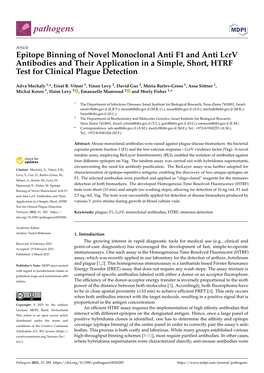 Epitope Binning of Novel Monoclonal Anti F1 and Anti Lcrv Antibodies and Their Application in a Simple, Short, HTRF Test for Clinical Plague Detection
