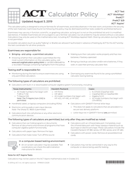 The ACT® Calculator Policy