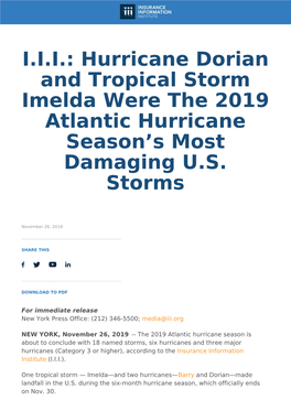 III: Hurricane Dorian And